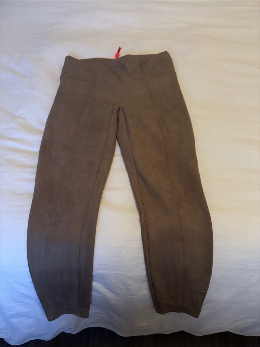 SPANX Taupe Suede-Look High-Waist Leggings